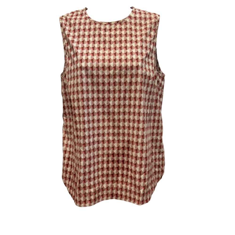 J. Crew Pink Mauve Geometric Print Cotton Sleeveless Top Blouse